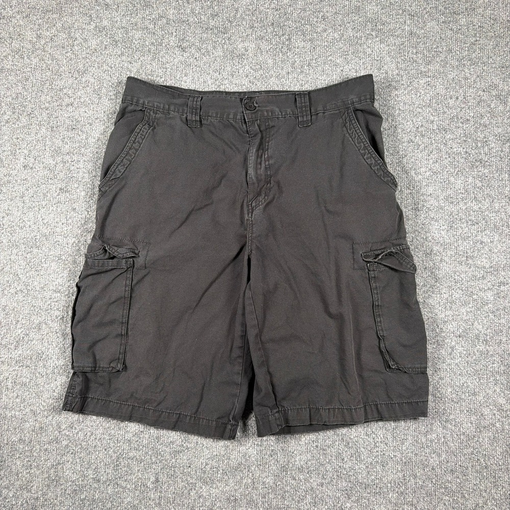 Airwalk Cargo Shorts Mens 34 Black Ripstop Cotton Utility Pockets Workwear